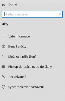 Účty nastavení