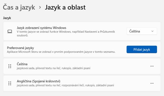 Instalace jazyka